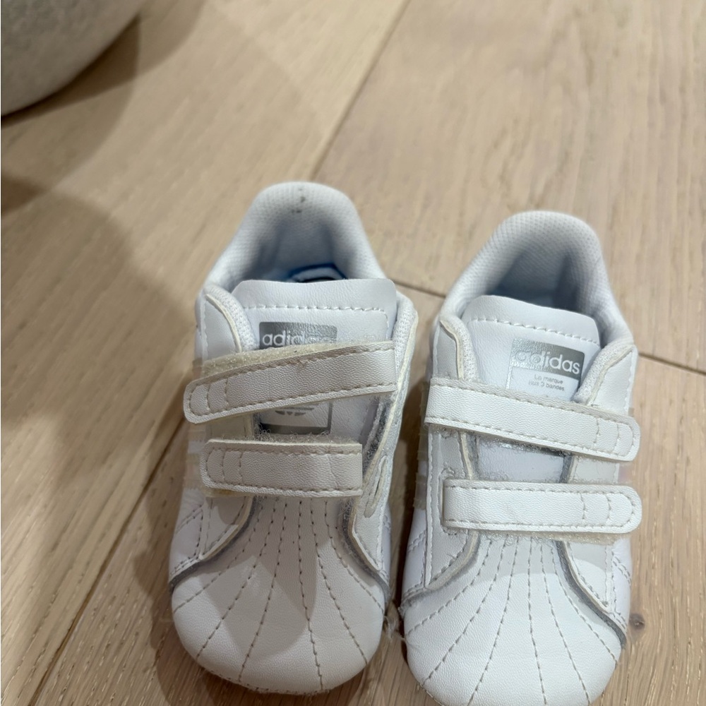 Adidas Kids White Velcro Sneakers